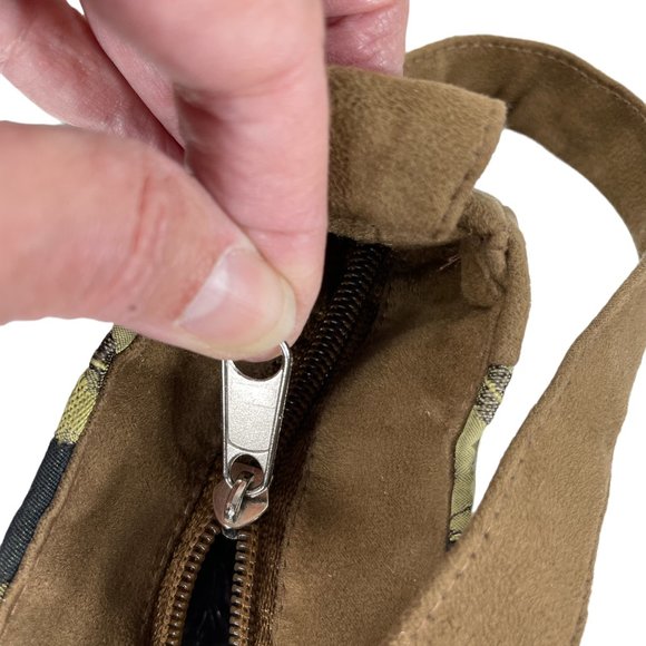 Asian brocade and suede patchwork purse - Picture 6 of 7